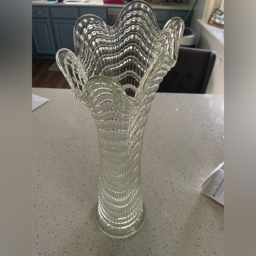 Imperial. Vintage clear ribbed finger vase.